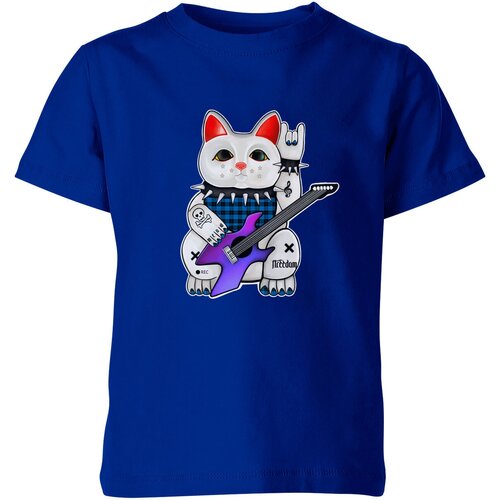 детская футболка денежный кот манэки нэко maneki neko cat 104 красный Футболка Us Basic, размер 6, синий