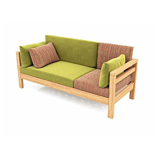 Деревянный диван кушетка Soft Element Бонлайф, велюр, зеленый, современный стиль, на кухню, в прихожую, садовая на дачу, для кафе и ресторанов
