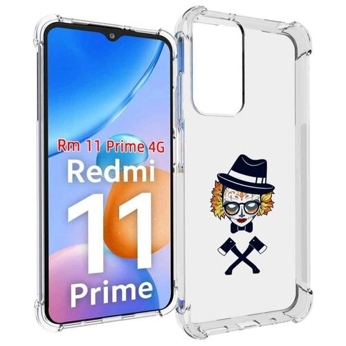 Чехол MyPads девушка в маске с топорами рисунок для Xiaomi Redmi 11 Prime 4G задняя-панель-накладка-бампер