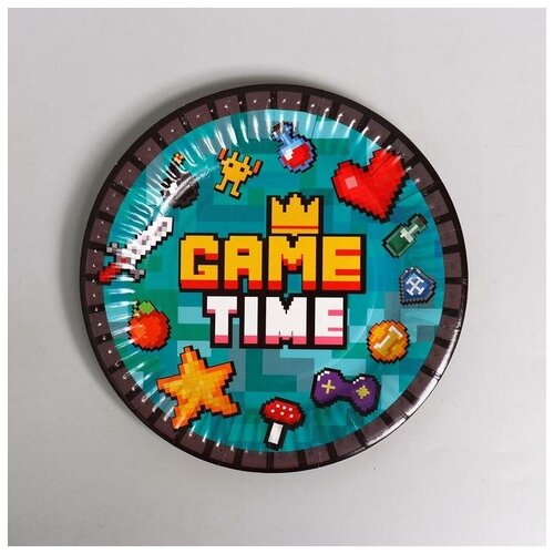 FlowMe Тарелка бумажная Game Time, 18 см, набор 6 шт.