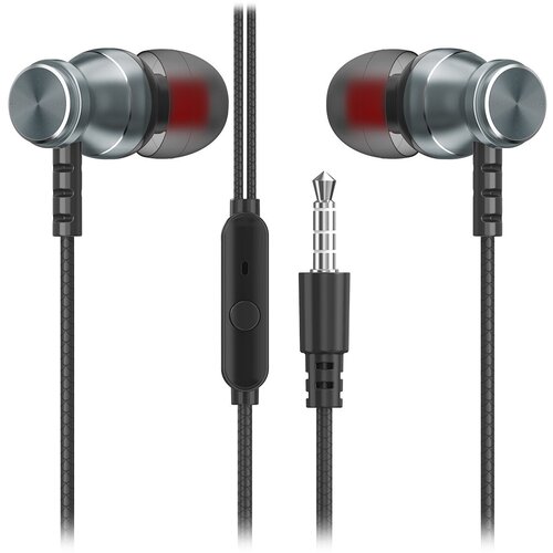 Внутриканальная гарнитура Smartbuy M300 металлич корпус микрофон пульт серая 37600₽