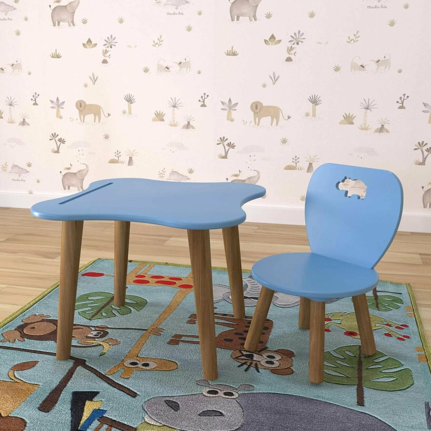 Стол и стул детский 3-6 лет комплект "Волшебный город" / львиная семейка, детская мебель
