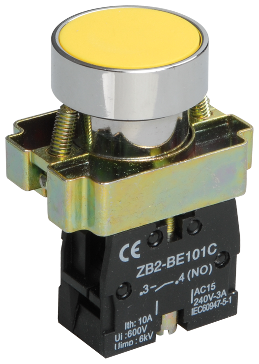 Кнопка управления LAY5-BA51 без подсветки желтая | код BBT60-BA-K05 | IEK (5шт. в упак.)