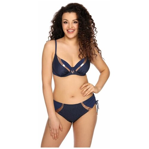 Купальный лиф plus size со вставками из ткани с медным отливом AVA темно-синий 75K 5274₽