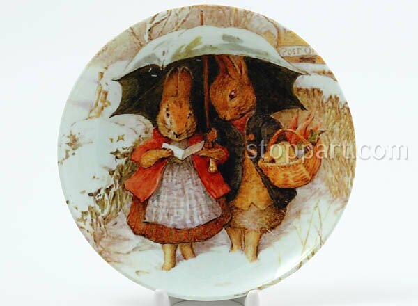 Декоративная тарелка Поттер Беатрикс Кролики под зонтом