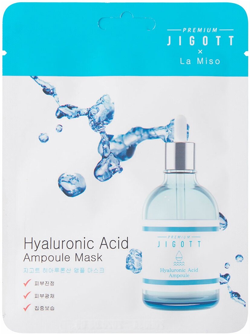Тканевая ампульная маска с гиалуроновой кислотой Premium JigottLa Miso Hyaluronic Acid Ampoule Mask /27 мл/гр.