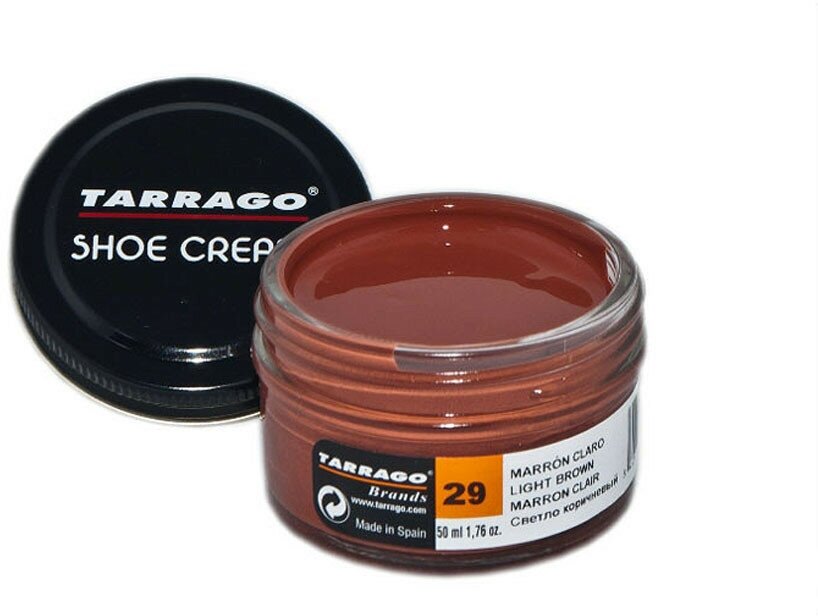 Крем для обуви Shoe Cream TARRAGO, цветной, банка стекло, 50 мл. (029 (light brown) светло-коричневый)