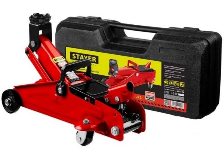 STAYER R-22 RED FORCE, 2 т, 125 - 320 мм, подкатной домкрат для легковых а/м, Professional (43152-2)