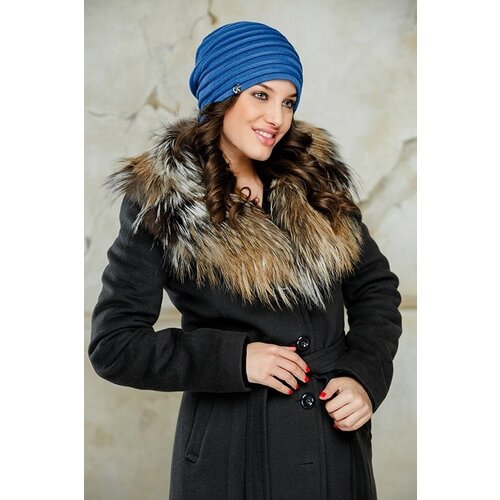 Шапка Gulyann, демисезон/зима, шерсть, утепленная, размер 54-58, синий