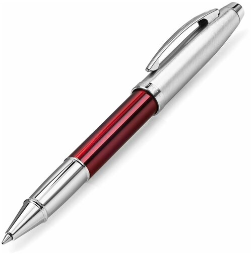 Ручка-роллер SHEAFFER 100 Brushed Chrome Plated Cap Red Barrel Nickel Plate