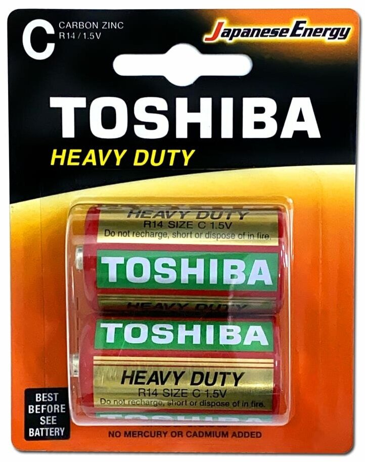 Батарейка R14 Солевая (Zinc) Heavy Duty C 1.5V 2 Шт. Блистер TOSHIBA арт. R14KGBP2TGTESS