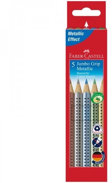 Faber-Castell Набор цветных карандашей "Jumbo Grip Metallic", 05цв, трехгр, утолщ, заточ, картон sela25