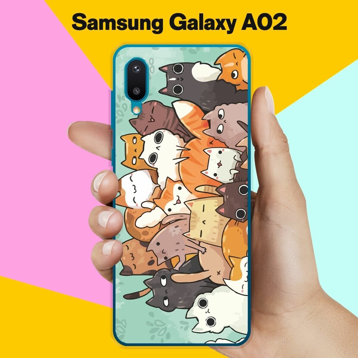 Силиконовый чехол на Samsung Galaxy A02 Много котов / для Самсунг Галакси А02