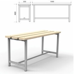 Метал.Мебель TI-Скамья СТ-1 дерев.доска, 1000мм