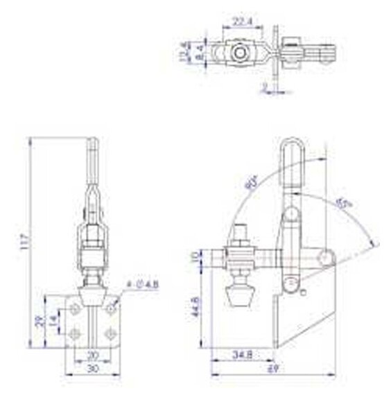 Прижим WOODWORK боковой с горизонтальной ручкой, усилие 100 кг. GH-101-B