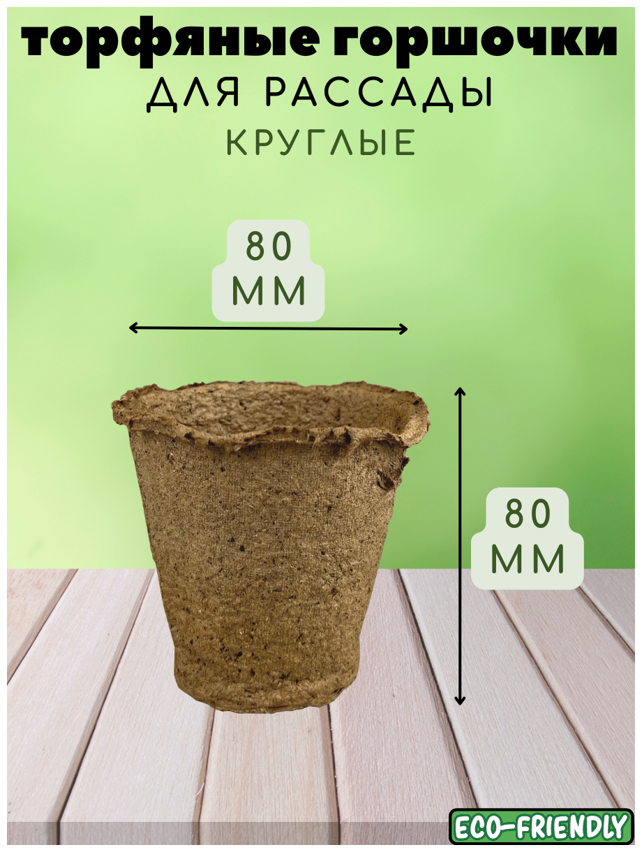 Торфяной горшок для выращивания рассады 80х80 мм, 20 шт. - фотография № 2