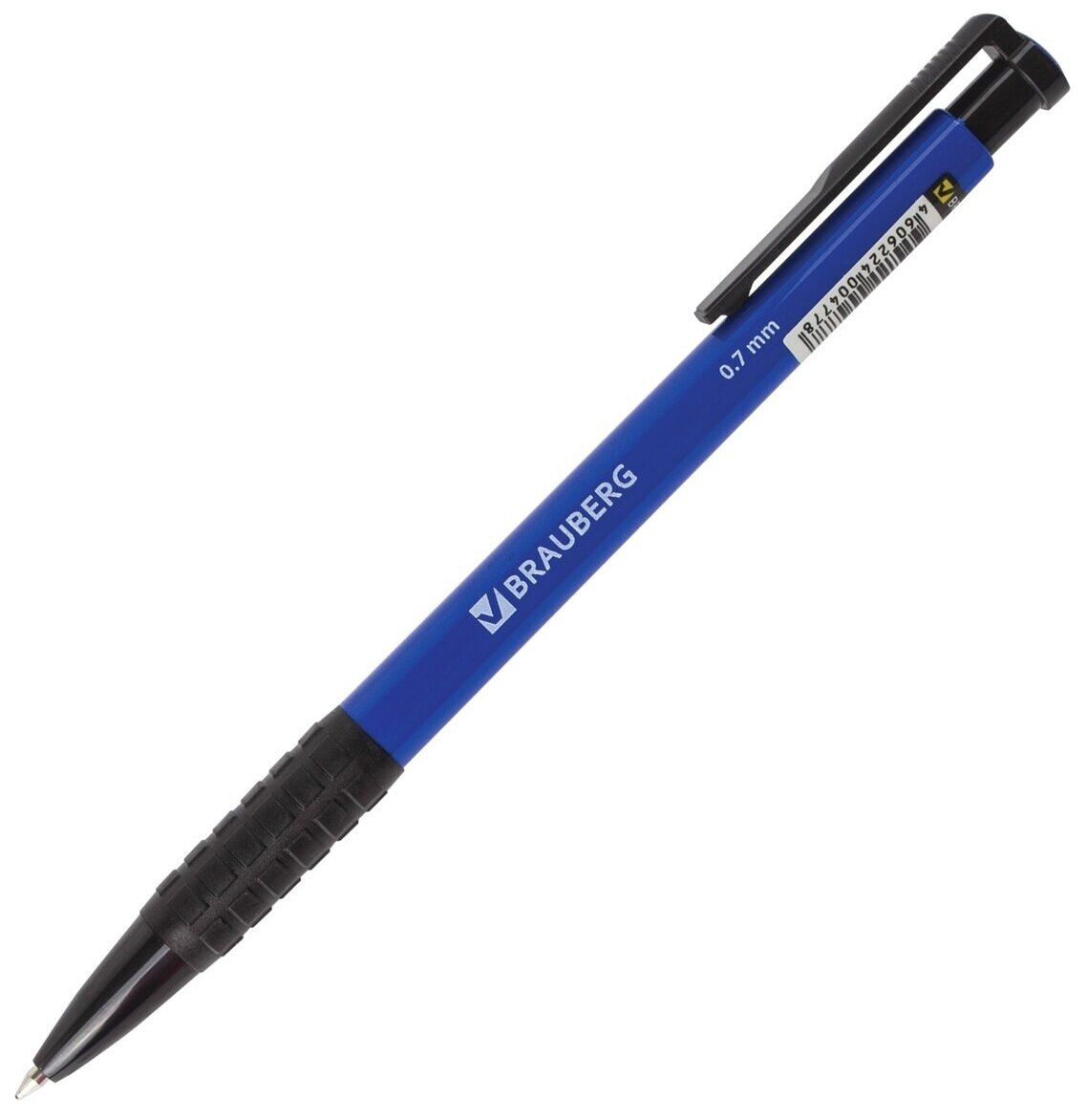 Ручка шариковая Brauberg автоматическая Explorer, корпус синий, узел 0,7 мм, линия 0,35 мм, синяя (140581)