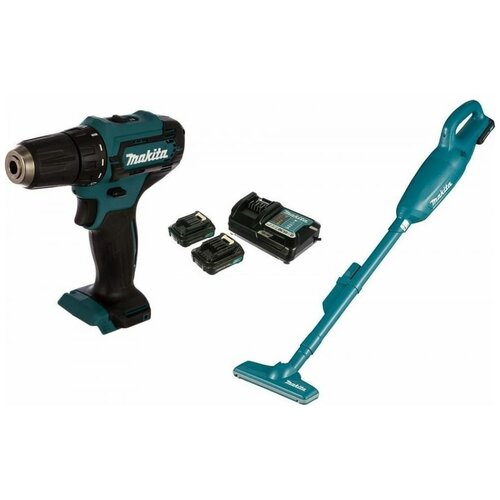 Набор инструментов Makita CXT дрель-шуруповерт DF333DZ пылесос CL106FDZ 2 аккумулятора BL1016 зу DC10WD CLX226X1 3040900₽