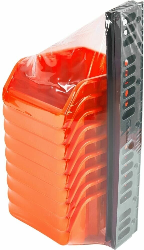 Ящик Blocker п/п 160х115х75 мм для метизов с планкой, комплект 9 шт. цв. оранжевый, 31426