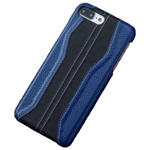 фото Чехол-накладка mypads premium для iphone 7 4.7 (айфон 7) / iphone 8 из натуральной импортной кожи роскошная эксклюзивная панель с фактурной рельефной двухцветной прошивкой черно-синяя