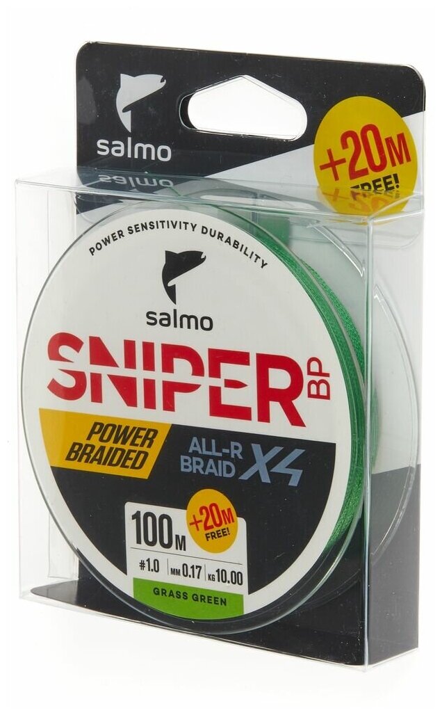 Плетеный шнур Salmo Sniper BP ALL R BRAID х4 Grass Green 120 м 0.17 мм 10 кг