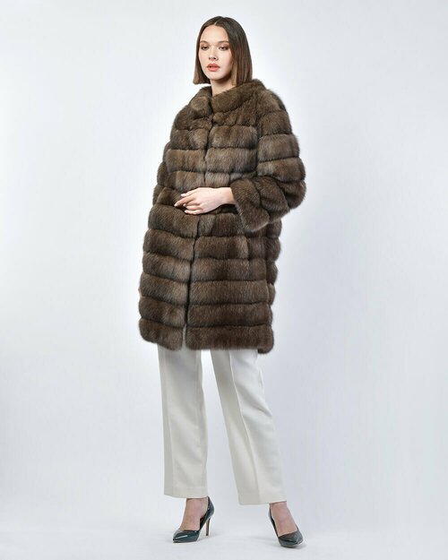 Пальто ANTONIO DIDONE, соболь, силуэт прямой, размер 44, коричневый