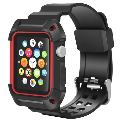 Ремешок Krutoff One-piece для Apple Watch 42/44mm (black/red)