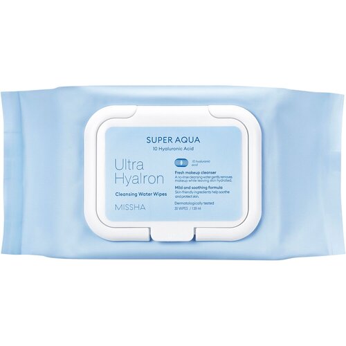 Салфетки MISSHA Super Aqua Ultra Hyalron для умывания и снятия макияжа, 30 шт