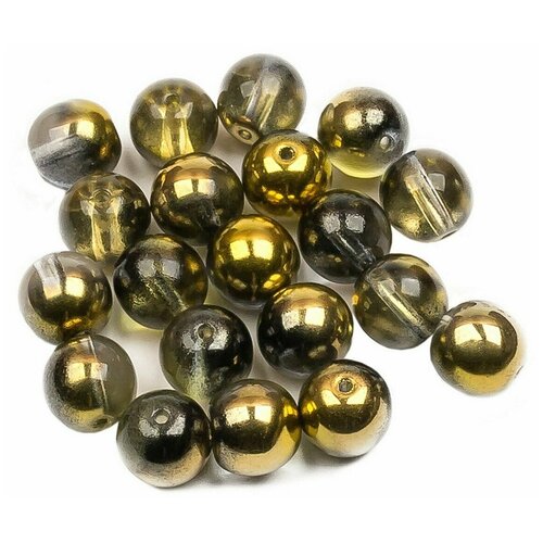 Стеклянные чешские бусины, круглые, Round Beads, 8 мм, цвет Crystal Sunny Magic Night, 20 шт.
