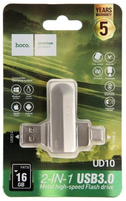 USB-флешка Hoco UD10 Wise, Type-C, 16GB, цвет серебристый, 1 шт - фотография № 5