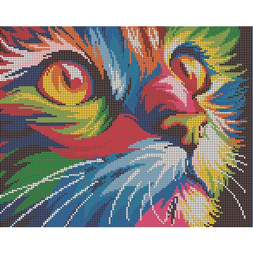 Вышивка бисером картины Радужный котик 24*30см