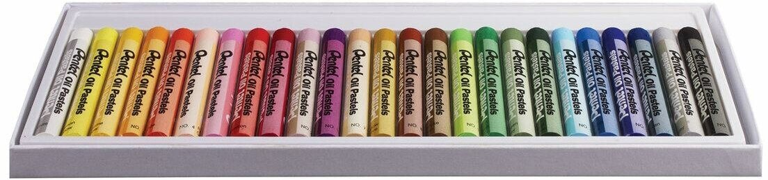 Пастель масляная художественная Pentel "Oil Pastels", 25 цветов, круглое сечение (PHN4-25)