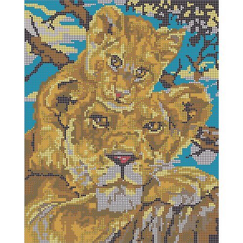 Вышивка бисером картины Львы 30*24см вышивка бисером картины львы 48 38см