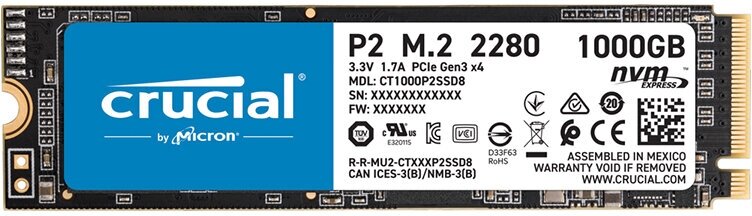 Твердотельный накопитель Crucial P2 PCIe M.2 2280SS 1Tb CT1000P2SSD8