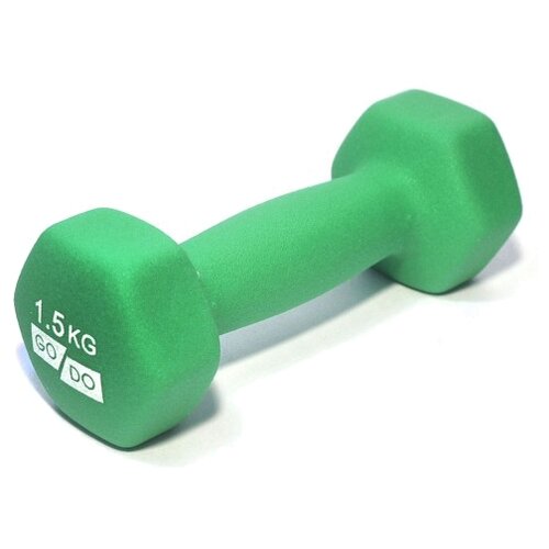 Гантель GO DO/ Гантель для фитнеса/ гантель в неопреновой оболочке/ гантель неопреновая. Вес 1,5 кг. Цвет: красный.