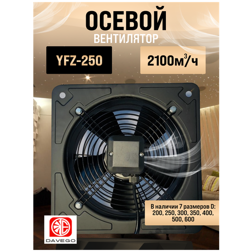 Вентилятор осевой YFZ-250 2E 2100м3/ч DAVEGO