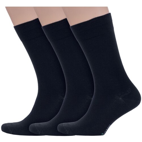 фото Комплект из 3 пар мужских носков grinston socks (pingons) черные, размер 27