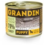 Grandin Puppy Консервы для щенков всех пород с индейкой и льняным маслом, 200 г, 6 шт - изображение