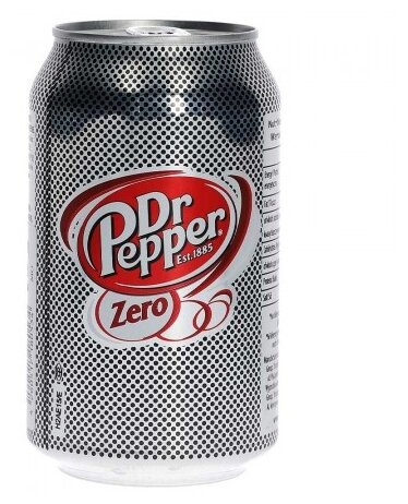 Напиток газированный Dr. Pepper Zero, Доктор Пеппер Зеро, 0.33 л, банка - фотография № 1