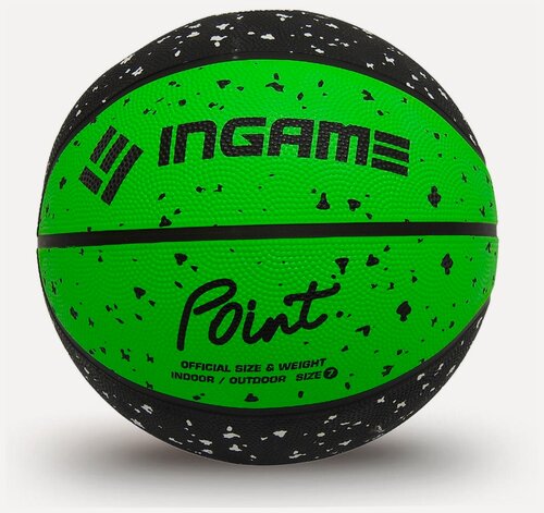 Изображение товара Мяч баскетбольный резиновый GAMEIN PIONT, размер 7, черный/зеленый