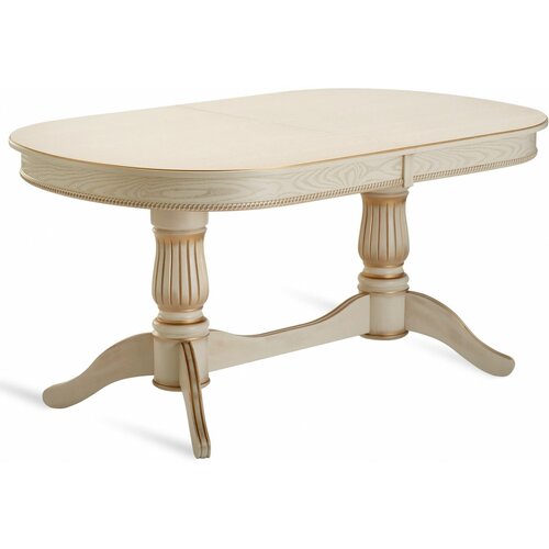 Стол кухонный деревянный раздвижной Кайнс 160200240х100 Слоновая кость с золотой патиной 55600₽