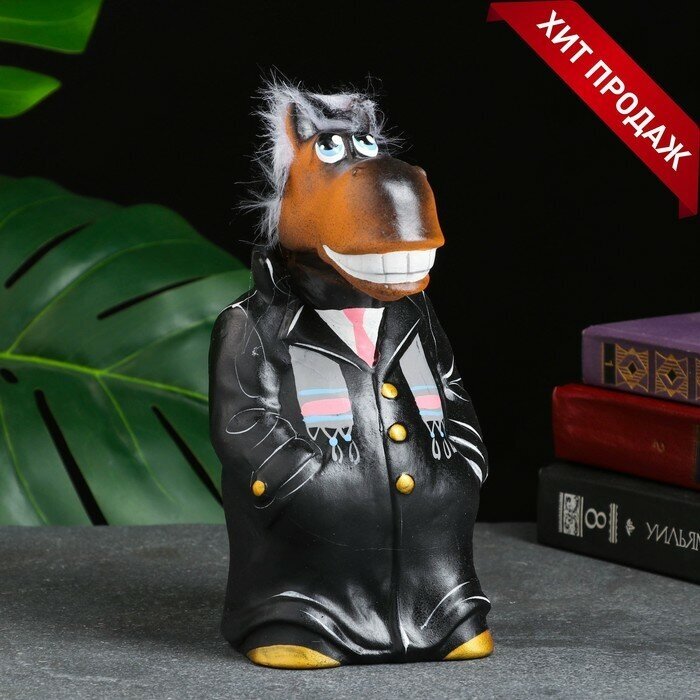 фото Копилка "Конь в пальто" 10х11х22см, черный