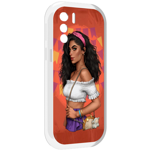Чехол MyPads девушка-с-сумкой-мулатка женский для UleFone Note 13P задняя-панель-накладка-бампер