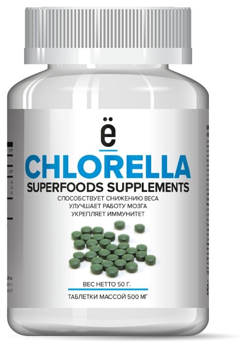 Хлорелла Ё|батон CHLORELLA SUPERFOODS в таблетках 50 г