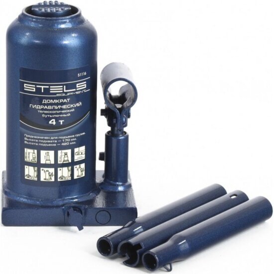 Домкрат гидравлический бутылочный Stels Equipment STELS 4 т, h подъема 170–420 мм, 51116