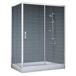 Vegas Glass Душевой уголок Vegas Glass ZP+ZPV 130*80 08 01 профиль глянцевый хром, стекло прозрачное - изображение