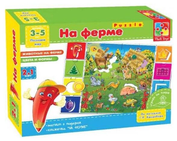 Игра-пазл Vladi Toys На ферме, укр. язык (VT1603-01) - фото №1