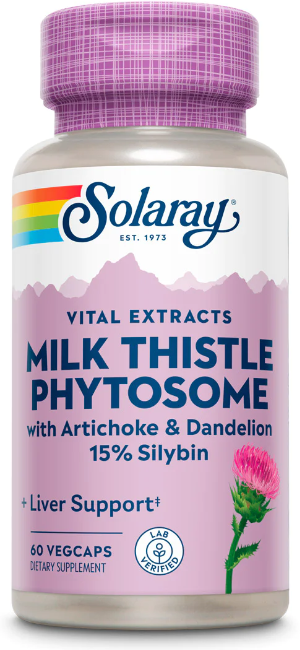 Solaray Milk Thistle Phytosome 200 mg with Artichoke & Dandelion (Расторопша 200 мг) 60 вег капсул (Solaray)