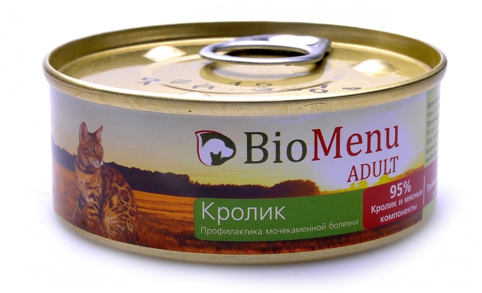 BioMenu ADULT Консервы для кошек мясной паштет с Кроликом 95%-мясо 100гр