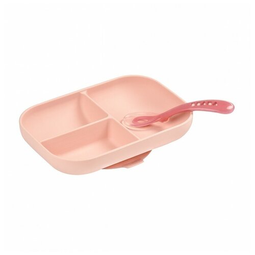 Beaba набор посуды из тарелки и ложки цвет розовый
